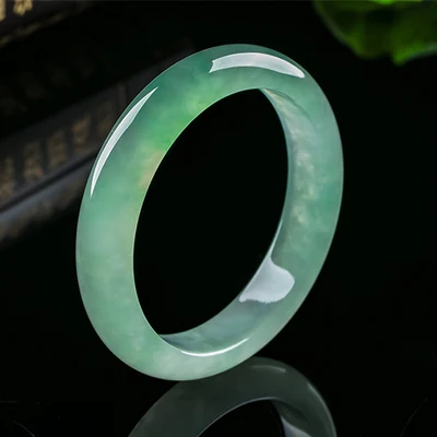 

Zheru Jewelry Natural Burmese Jade 54-64mm Light Green Bangle Elegant Princess Jewelry Best Gift