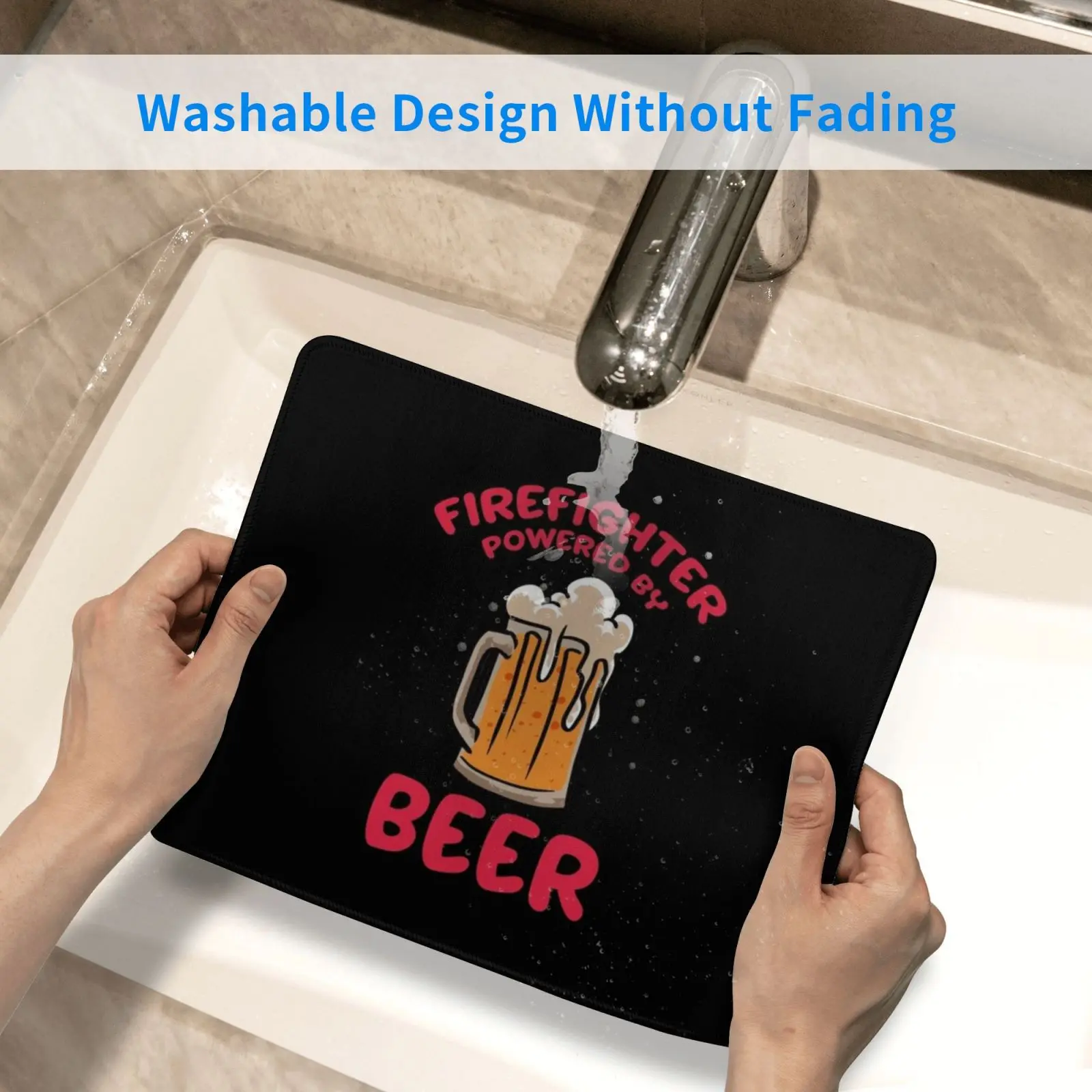 

Firefighter Powered By Beer Proud Firemen Gift Mouse Pad DIY Print Cushion Firefighter Fireman Fire Fighter