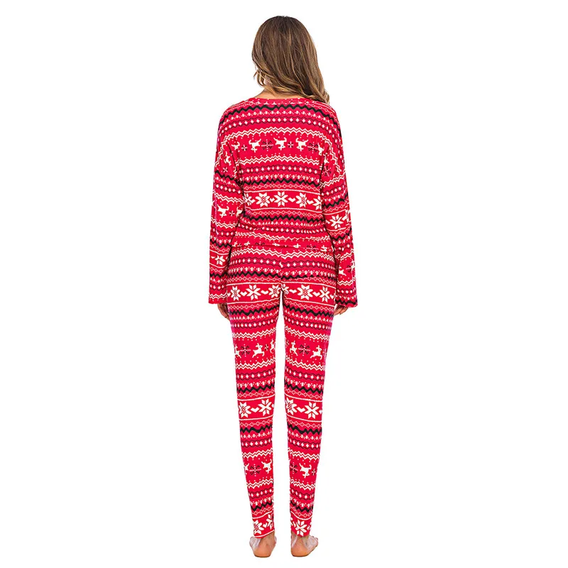 

2020 Women Christmas Pajama Sets Long Sleeve Top + Pants 2Pcs Xmas Snowflake Printed Autumn Winter Spring Women Homewear Suits