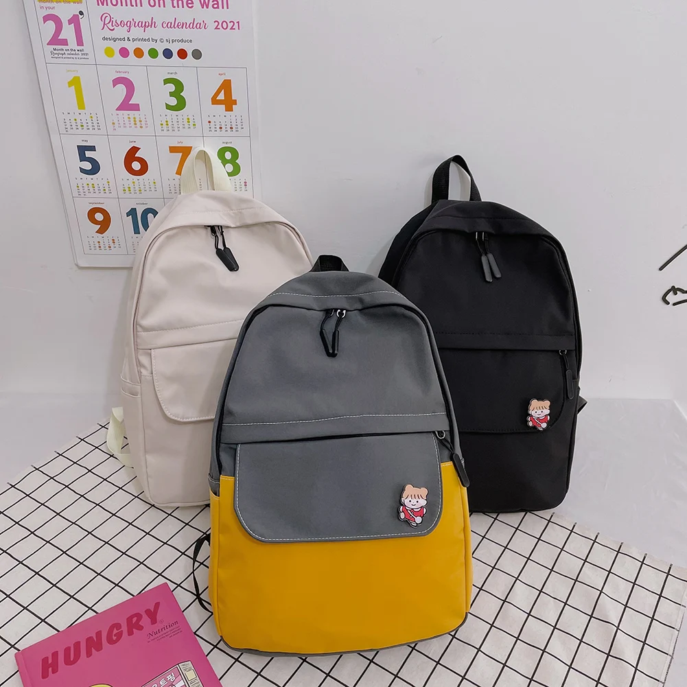 

Simple Fashion Women Preppy Style Nylon Solid Color Backpack Students School Large Capacity Durable Knapsacks Handbag