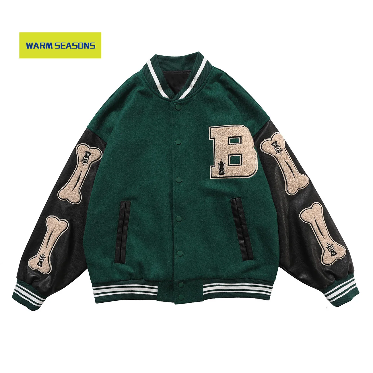 

LACIBLE 2020SS Hip Hop Furry Bone Patchwork Color Block Jackets Mens Harajuku Streetwear Bomber Jacket Men Baseball Coats Unisex