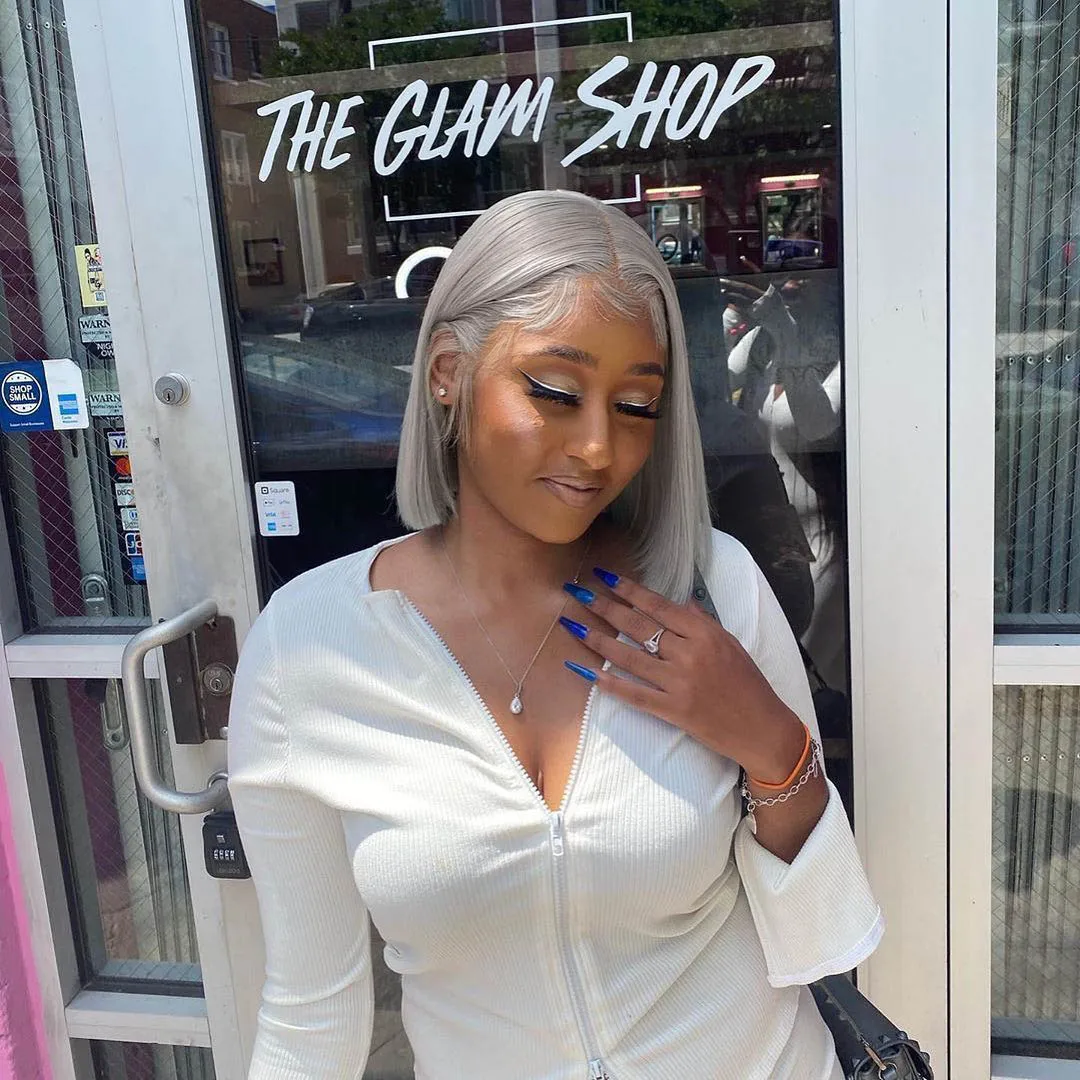 Парик из серых человеческих волос для косплея парик серебристо-серый короткий