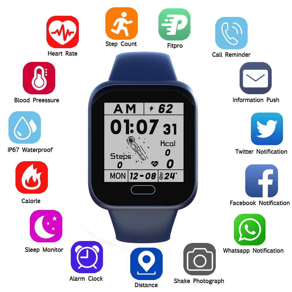 

2021 New Smart Watch Men's Curren Fitness Monitor Electronic Bracelet Gift for Children Men Women Watch Hours Smart Wristband