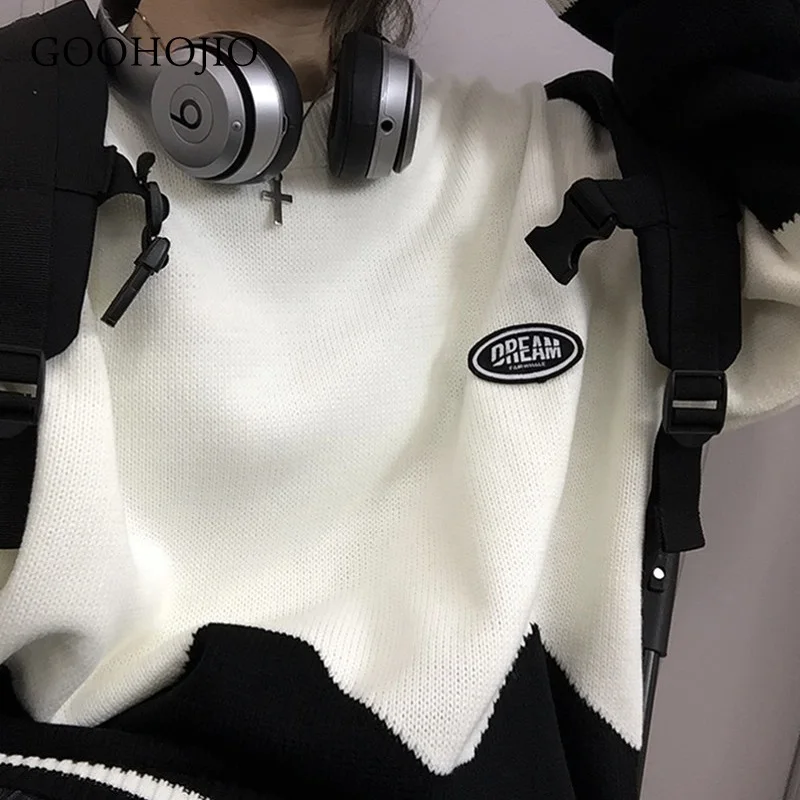 

GOOHOJIO 2021 Spring Autumn Loose Sweaters Women All-match Fashionable Women Sweater Oversized High Street Sweaters for Couple