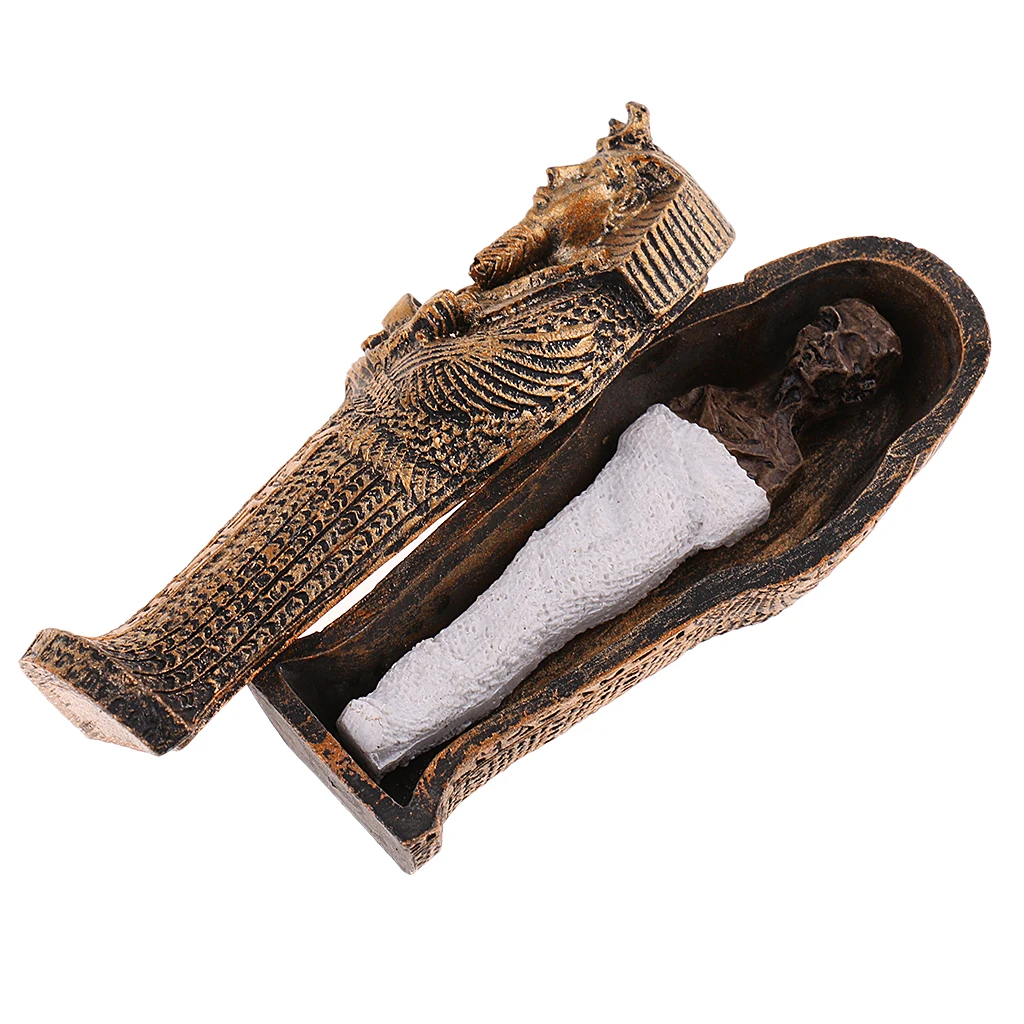 

4 Inch Ancient Egyptian Coffin with Mummy Figurine Resin Craft Home Decor