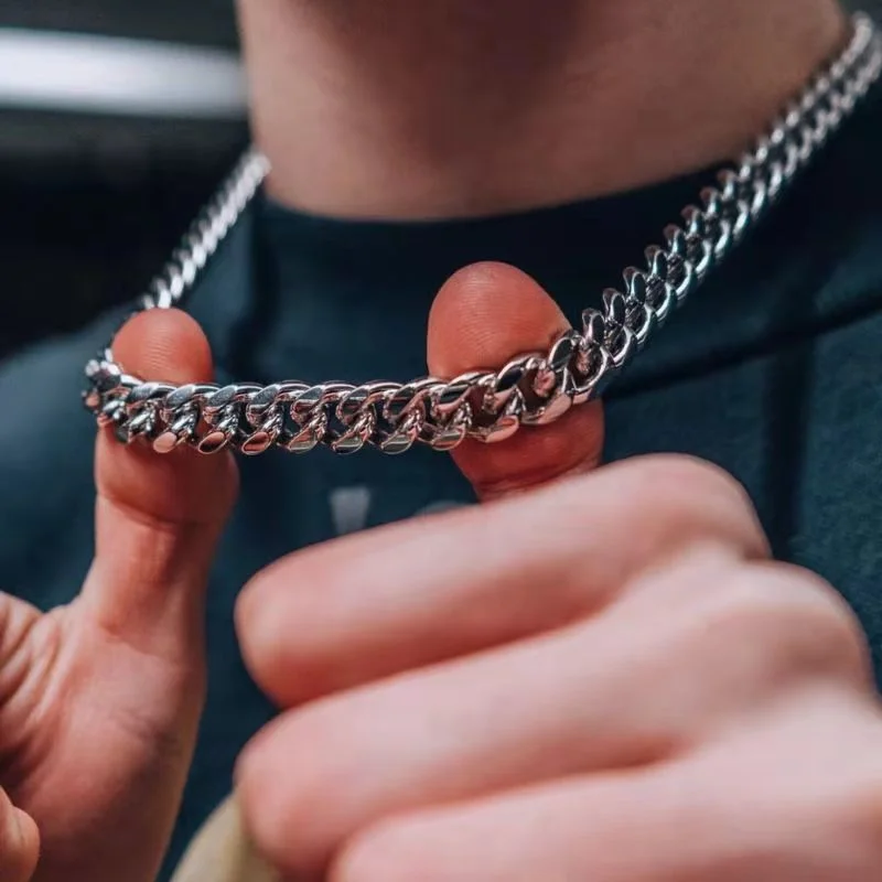 

Ожерелье из нержавеющей стали с кубинскими звеньями от 3 до 7 мм для мужчин, чокер, ювелирное изделие, цепочка в стиле хип-хоп для женщин
