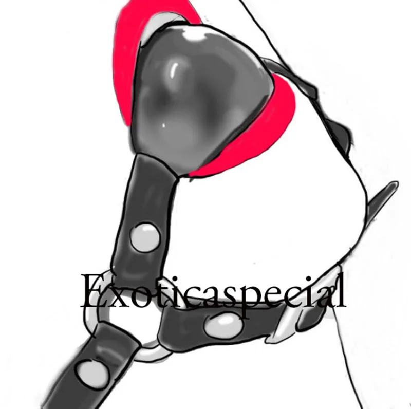 Кожаный силиконовый кляп с открытым ртом БДСМ Фиксация орального связывания