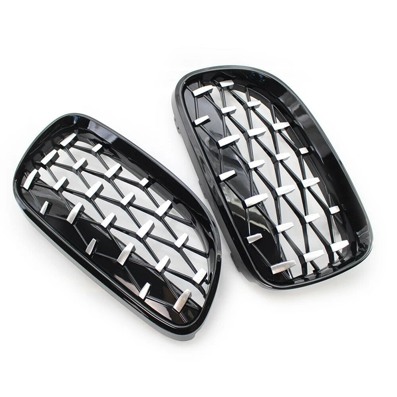 

Front Kidney Grill, Front Hood Diamond Grille Meteor Grill For-BMW 3 Series E92 E93 2010-2015 Gloss Black&Chrome