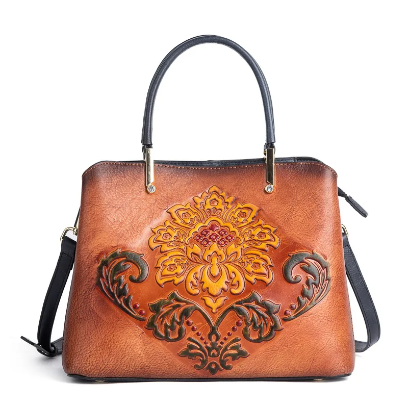 floral women handbag genuine leather bag 2021 new luxury handbags women bags designer real leather bag chinese style handbag