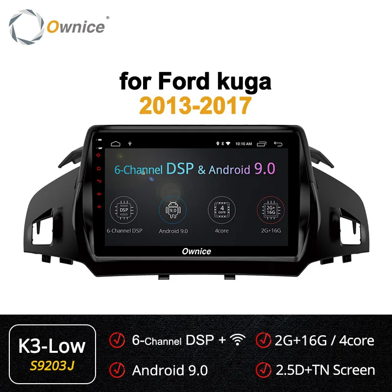 Ownice K1 K2 K3 K5 K6 Восьмиядерный Android 9,0 автомобильный Радио плеер gps Navi для Ford Kuga 2013- 4G LTE DSP 360 Panorama - Цвет: S9203 K3-Low