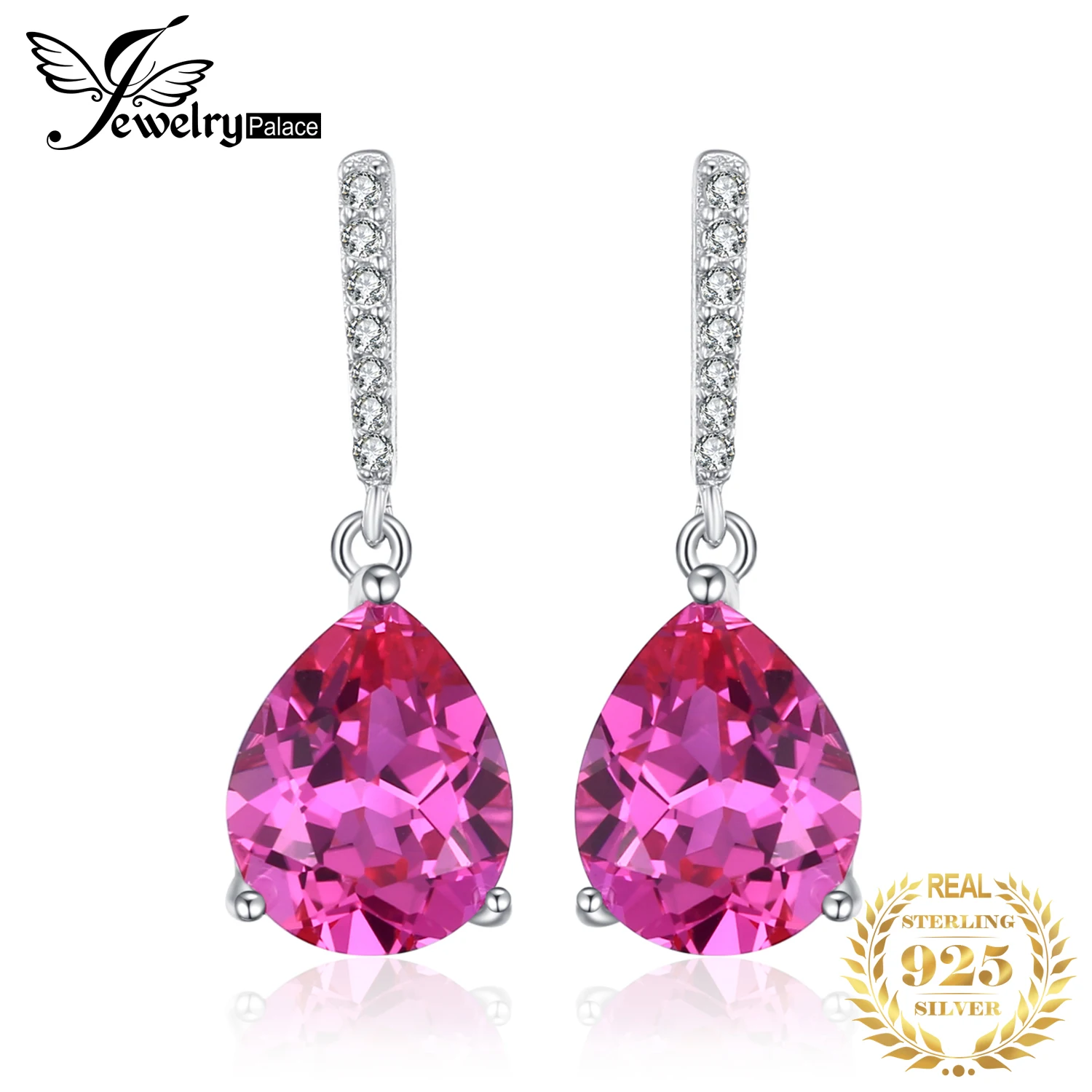 Jewelrypalace Роскошные 7ct создано розовый сапфир Висячие серьги 925 серебро Красивые ювелирные изделия воды Висячие серьги для Для женщин подарок