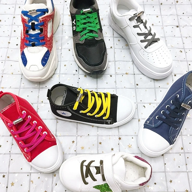 

1Pair New Flat Elastic Locking Shoelace No Tie Shoelaces Special Creative Kids Adult Unisex Sneakers Shoes Laces strings 2021