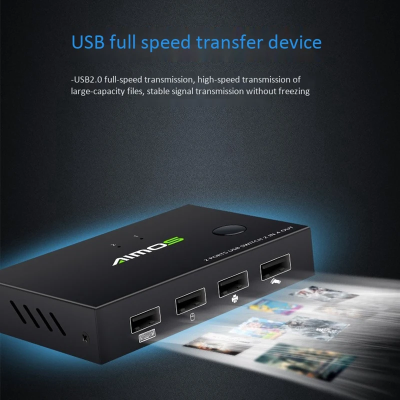 

AIMOS USB 2.0 KVM Switch Keyboard Mouse USB Splitter for 4 PC Sharing Printer 4K HDMI KVM Switch Box Video Display