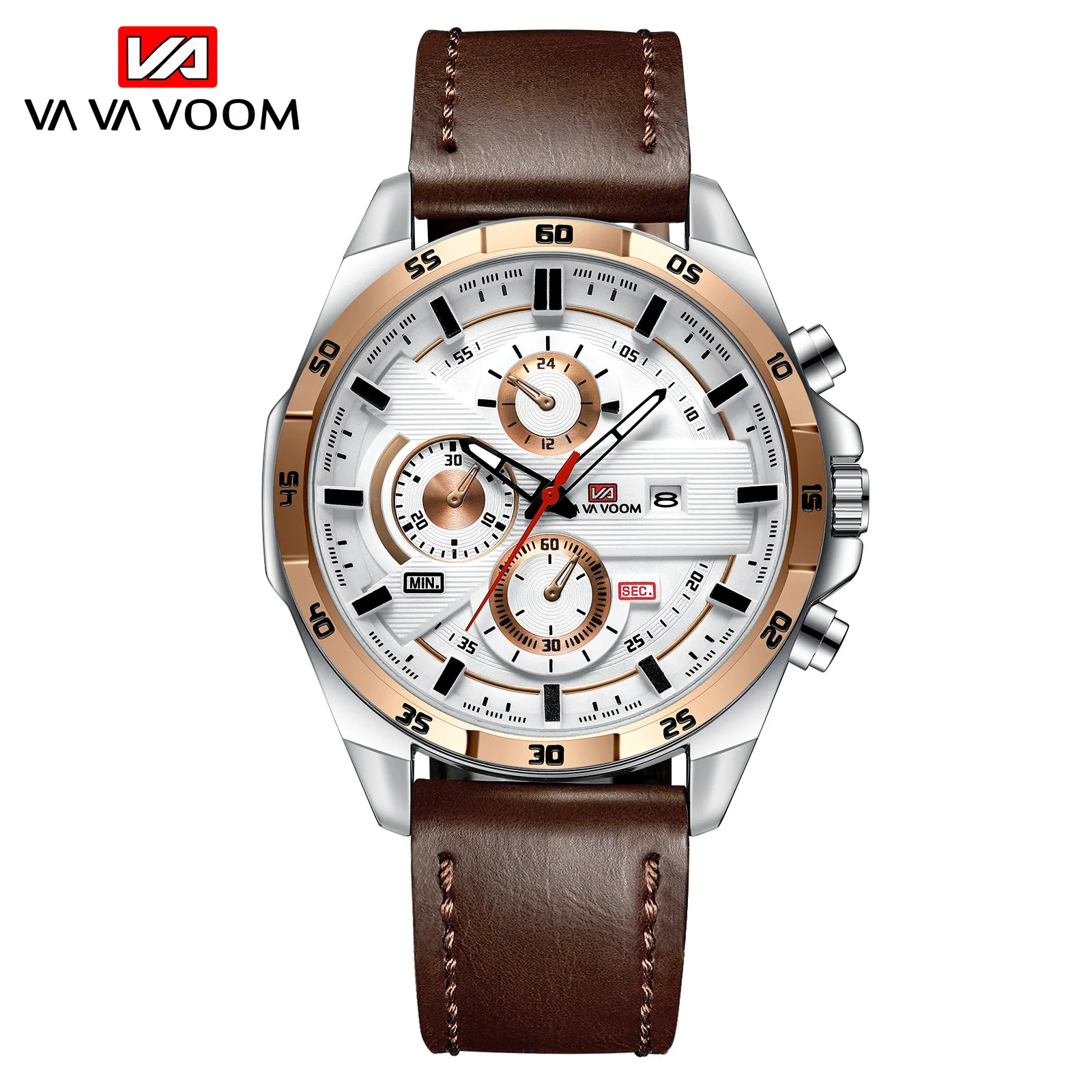 

VA VA VOOM 216 New Style Sports Wristwatch Leather Belt Business Calendar Waterproof Watch Casual Men's Quartz Clock Watches