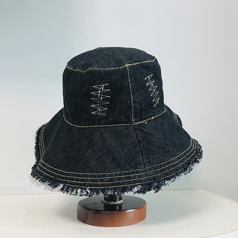Fibonacci Fashion Bucket Hats For Women Spring Summer Panama Cap Washed Denim Casual Retro Sunscreen Beach Hat Fisherman Hat