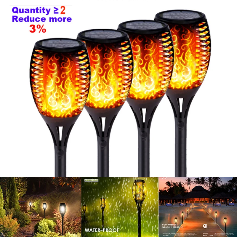 

2pcs Solar Light Control Solar Flame Light Dance Flame 12 LED Outdoor Waterproof Garden Torch Lamp for Courtyard Garden Balcony