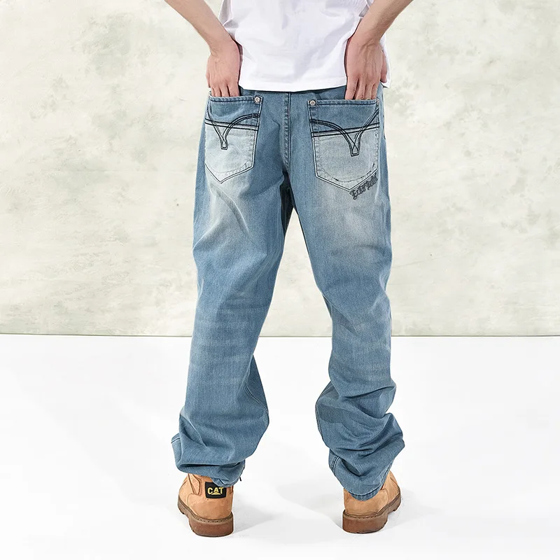 46 Plus Size 2021 New Summer High Quality Men's Baggy Male Casual Denim Straight Pants Fashion Loose Jeans Trousers Streetwear