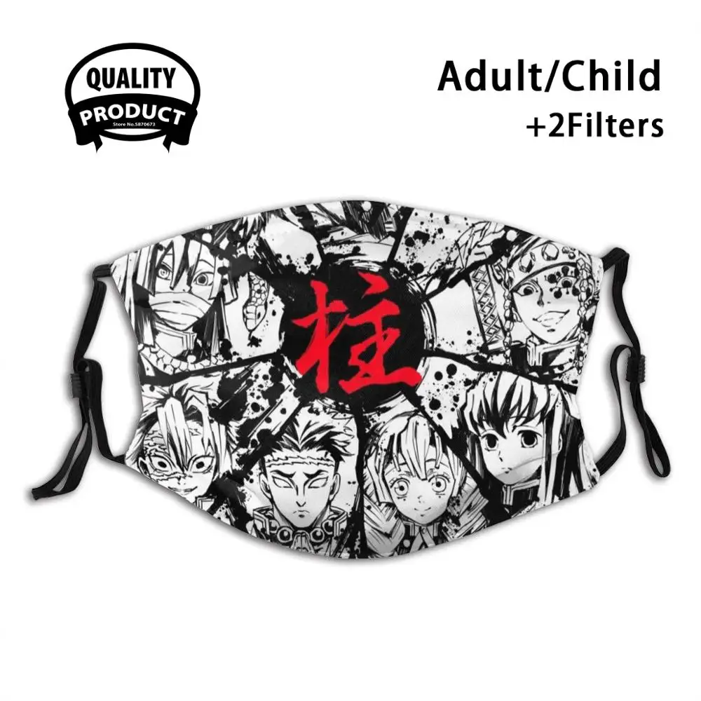 

Моющаяся маска для лица от пыли Kimetsu No Yaiba Pilars с фильтром, аниме Kimetsu Yaiba Demon Hunter