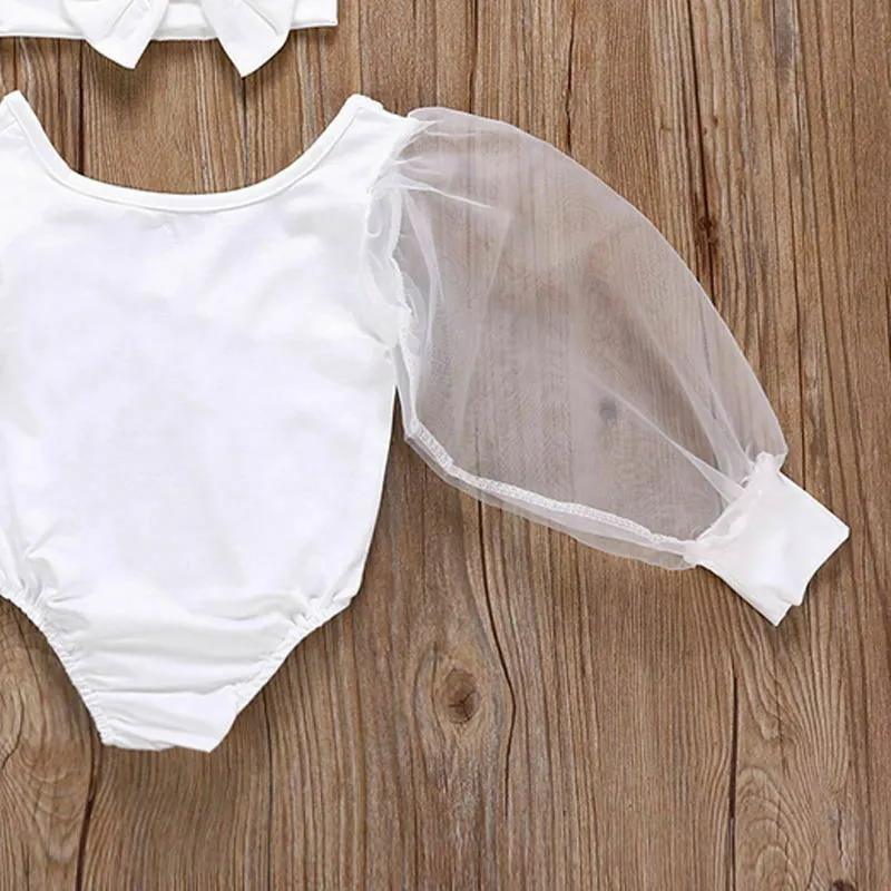 2 шт. детское хлопковое боди с открытыми плечами и буффами на рукавах|Комплекты