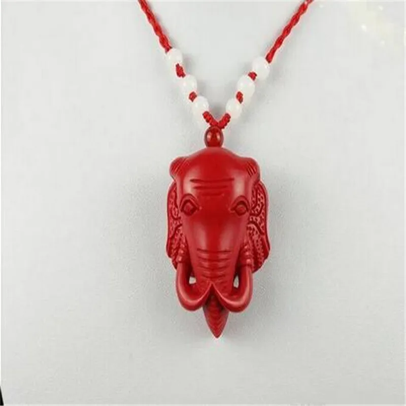 

Wholesale - Chinese Red Organic Cinnabar Elephant Pendant Necklace Lucky Jewelry Amulet A116