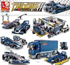 Город гонщиков 1 гоночный автомобиль F1 станция транспорта наборы грузовиков Строительные блоки Фигурки игрушки для детей ребенок транспортного средства
