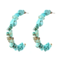 natural stone hoop earrings women trendy gravel stone pendant earring wholesale factory jewelry wedding gift