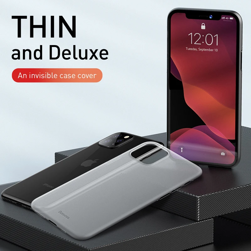 Роскошный чехол Baseus для телефона iPhone 11 Pro Max задняя крышка 0 4 мм Ультратонкий