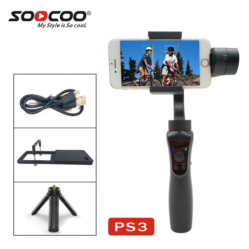 3 осевой ручной шарнирный стабилизатор soocoo для смартфона до 6 0 дюймов с фокусом и