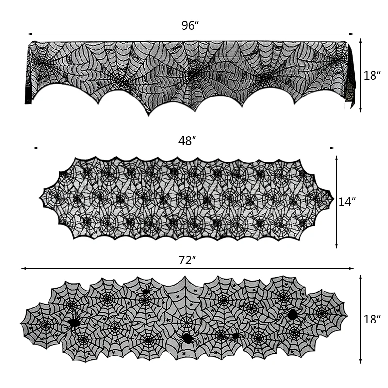 Кружевная скатерть с черепом и паутиной на Хэллоуин черная каминная полка шарф
