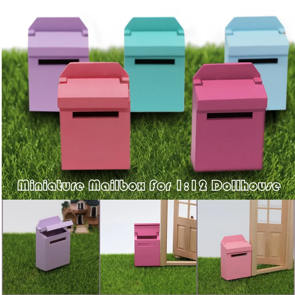 Новая миниатюрная деревянная мебель цветной почтовый ящик для улицы кукольного
