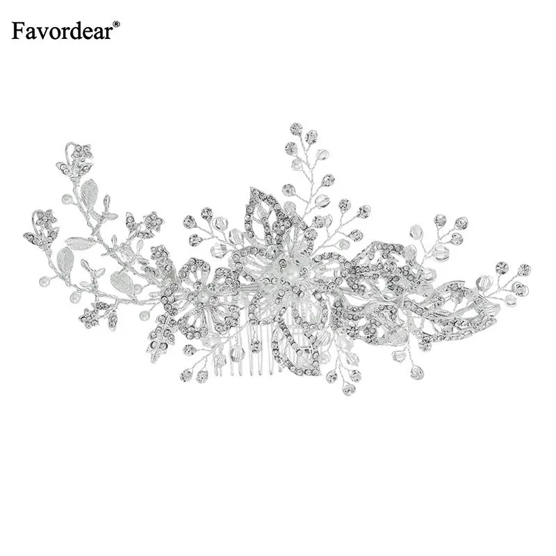 Аксессуары для волос Роскошный Серебристый свадебный гребень из сплава высокого