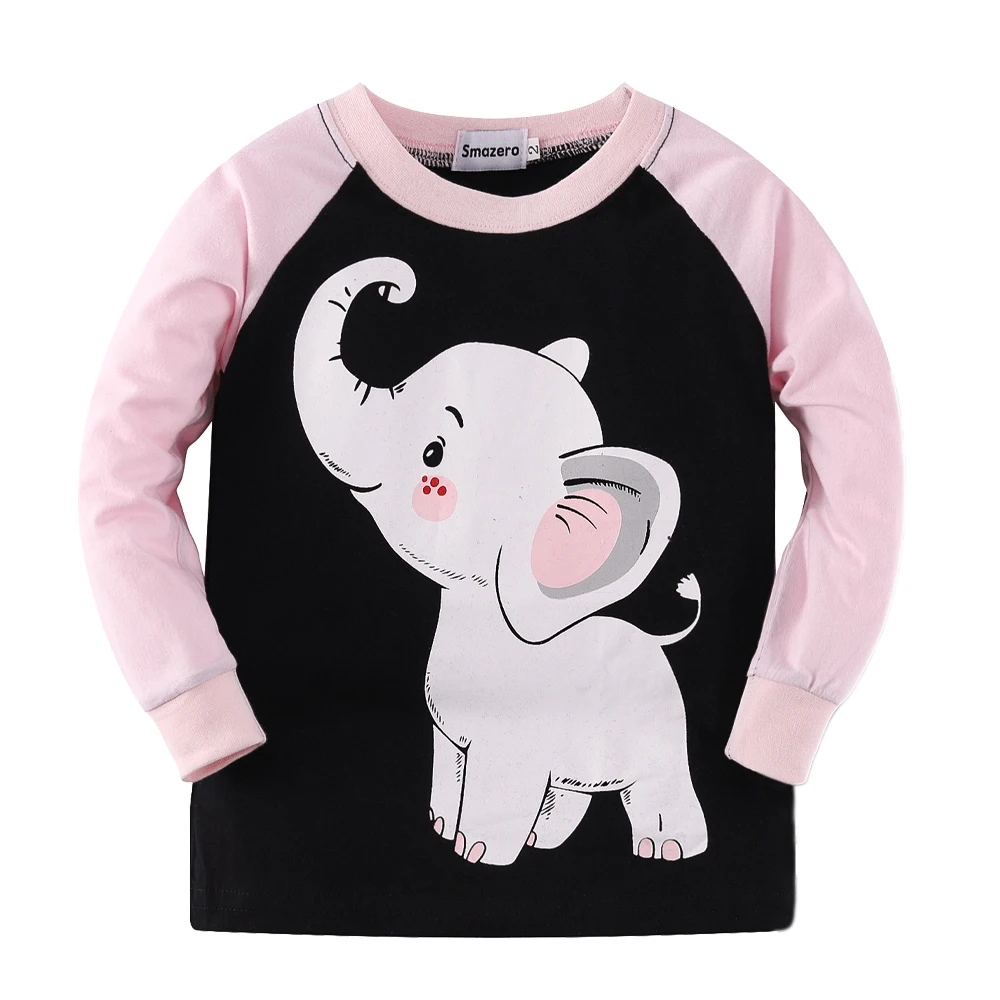 Для девочек пижама комплект одежды для сна с длинными рукавами и принтом слона