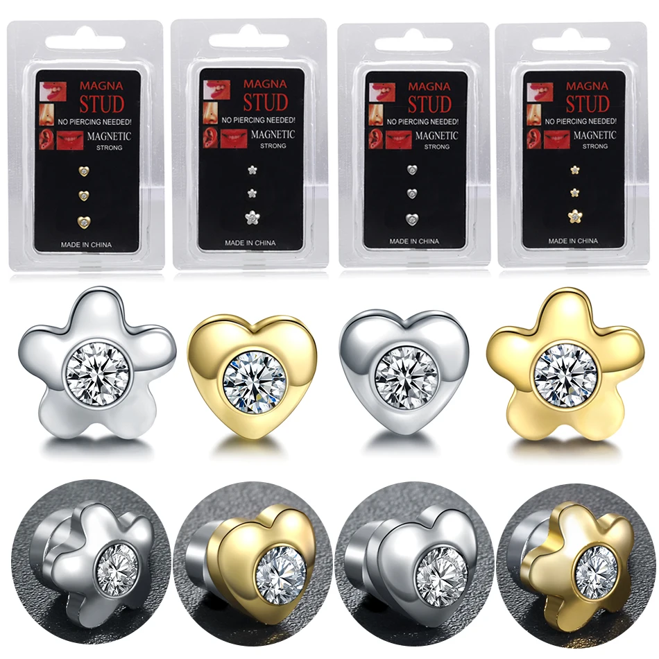 

Hot Sale 1PC Fake Cheater Non Pierced Magnetic Ear Lip Labret Nose Stud Body Jewelry No Piercings Magnetic Tunnel Plugs Earrings
