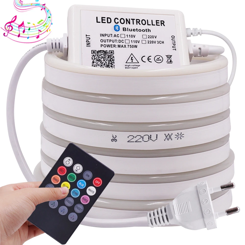 Неоновый светодиодный светильник полоска с управлением зубами RGB музыка 220 В 5050