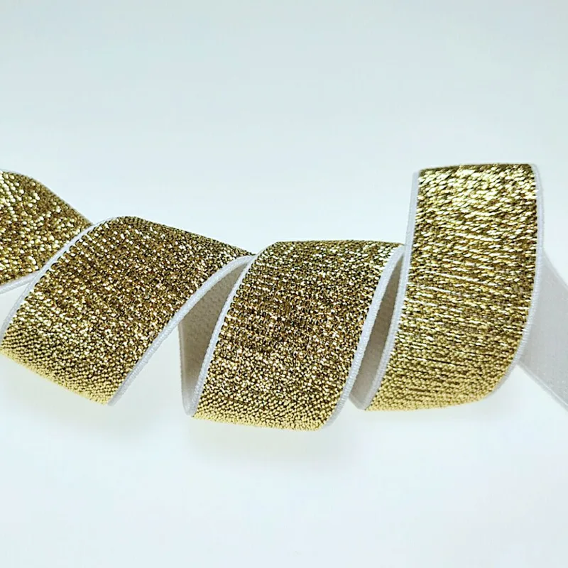 gold HL 20 мм/25 мм 2 метра/Упаковка Золото/Серебро высокое качество нейлоновые резинки для одежды брюки Швейные аксессуары DIY - Цвет: gold