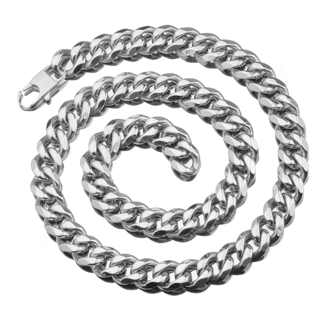 

15MM Boutique Jewelry Stainless Steel Silver Color Cuban Curb Chain Cool Mens Womens Necklace Or Bracelet Christmas Gift 7-40"