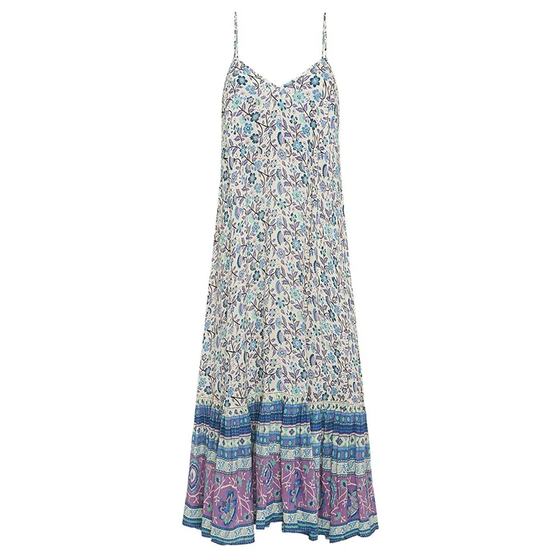 Everkaki/платье-комбинация с цветочным принтом для женщин; Boho; свободные; цыганские; с открытой спиной; женские богемные длинные платья; Vestidos; Новинка осени года