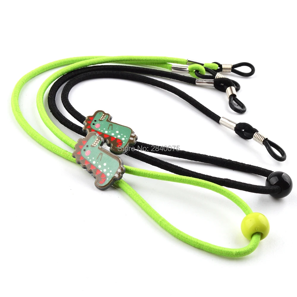 

Retail Green dinosaur Elastic Kids Nylon Sun Glasses cord AntiSlip child Eyeglasses Strap Neck Cord adjustable button
