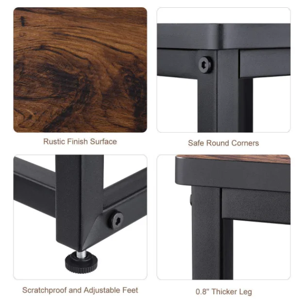 

Nightstands Rustic End Table, 2-Tier End Table for Bedroom, Small Space Living Shelf and Metal Frame, Sofa Table Sturdy
