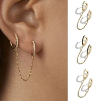1pc crystal rhinestone european stud earrings gothic punk handcuff chain earrings link chain for women