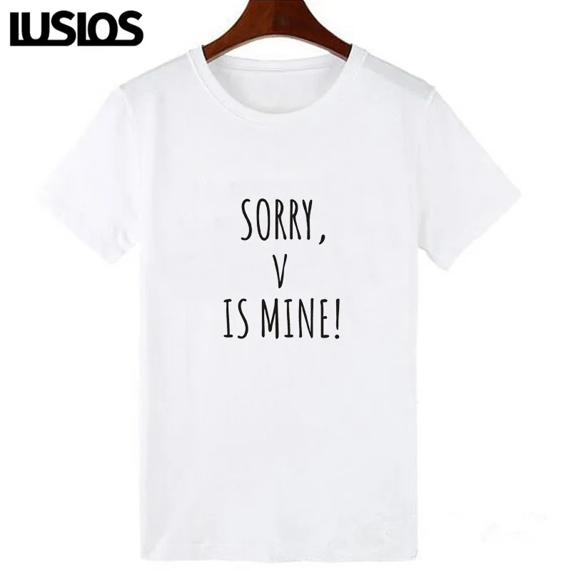 Буква LUSLOS извините джунгкоок мой! Новое поступление летняя футболка с