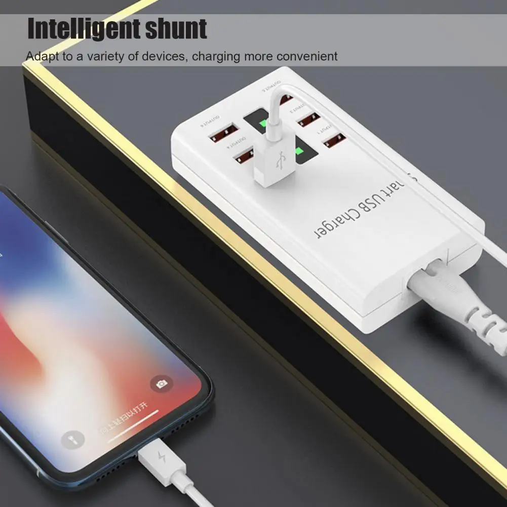 

Портативное зарядное устройство с 6 USB-портами, многофункциональное автомобильное зарядное устройство, настольное зарядное устройство для ...
