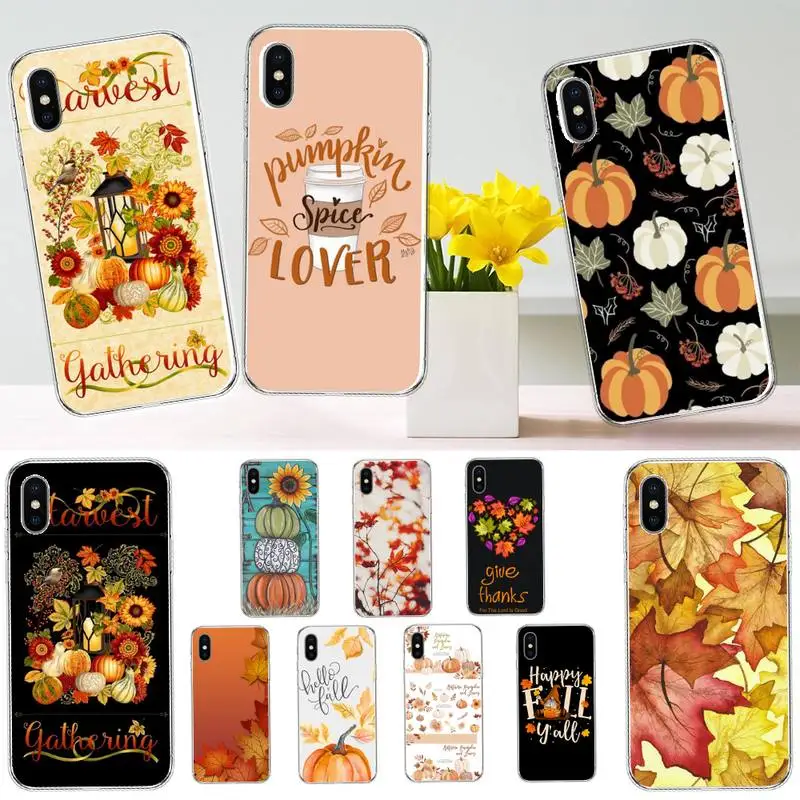 

Pumpkin happy autumn leaves Phone Case for iPhone 11 12 mini pro XS MAX 8 7 6 6S Plus X 5S SE 2020 XR
