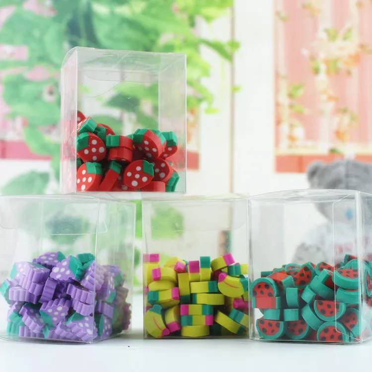 

80 Granule /bag pupils school stationery toys lovely fruit mini eraser wholesale fruit shape personality cute pencil eraser