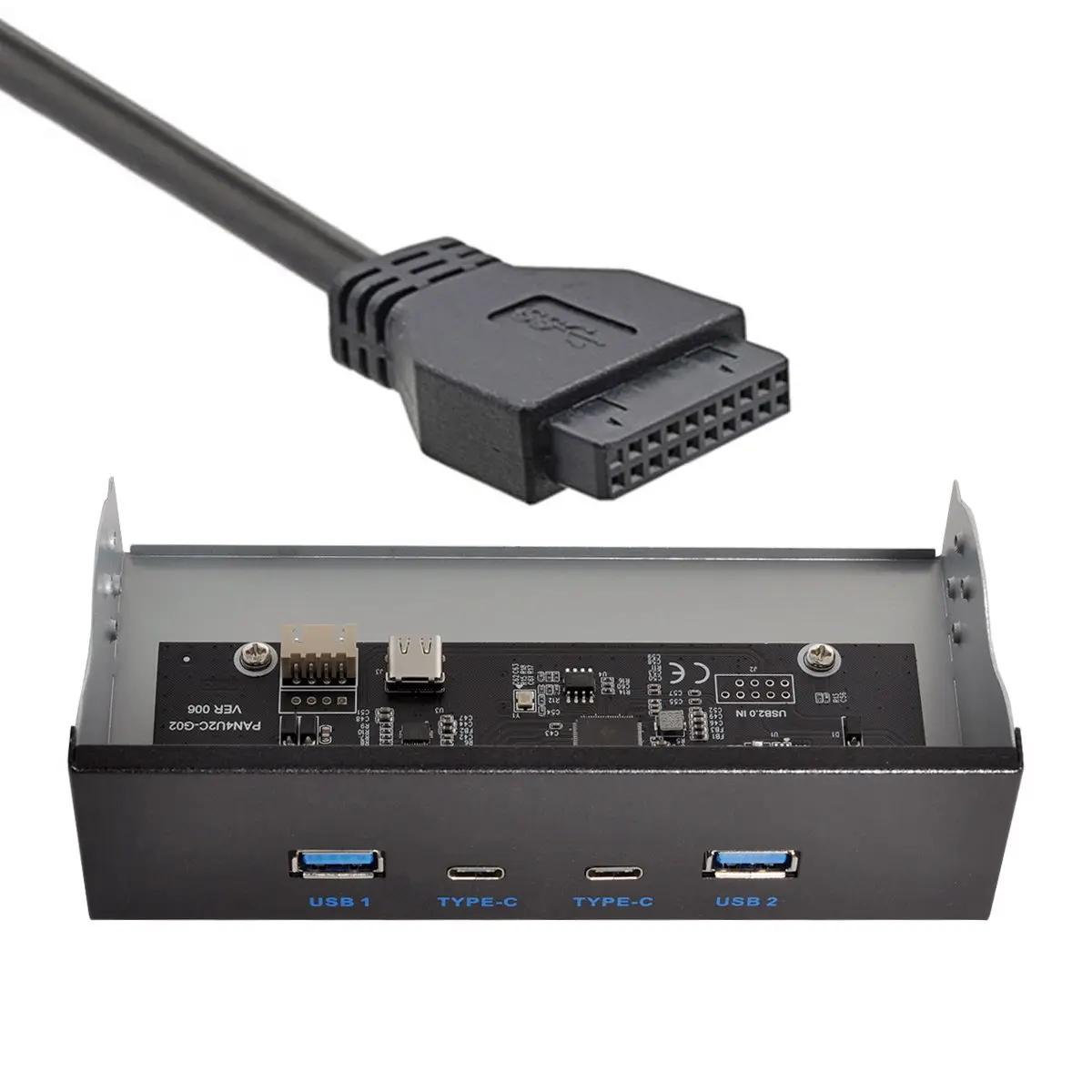 

CYSM Chenyang USB-C & USB 3.0 HUB 4 Ports Front Panel to Motherboard 20Pin Connector Cable for 5.25" CD-ROM Bay