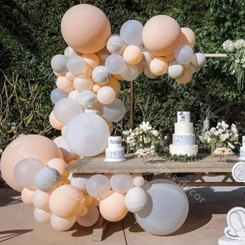 АРКА 1 комплект серый мрамор латекс s для дня рождения макарун оранжевый детский