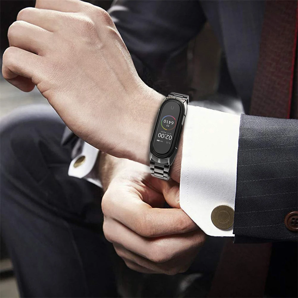 Ремешок для часов Xiaomi Miband 4 металлический браслет из нержавеющей стали mi band 3