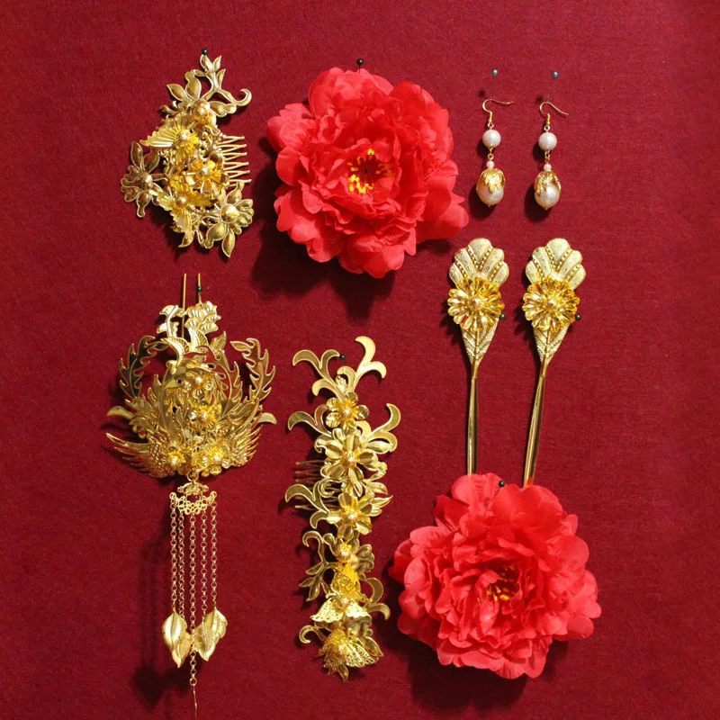 Женская тиара из искусственных пионов в стиле династии Тан |