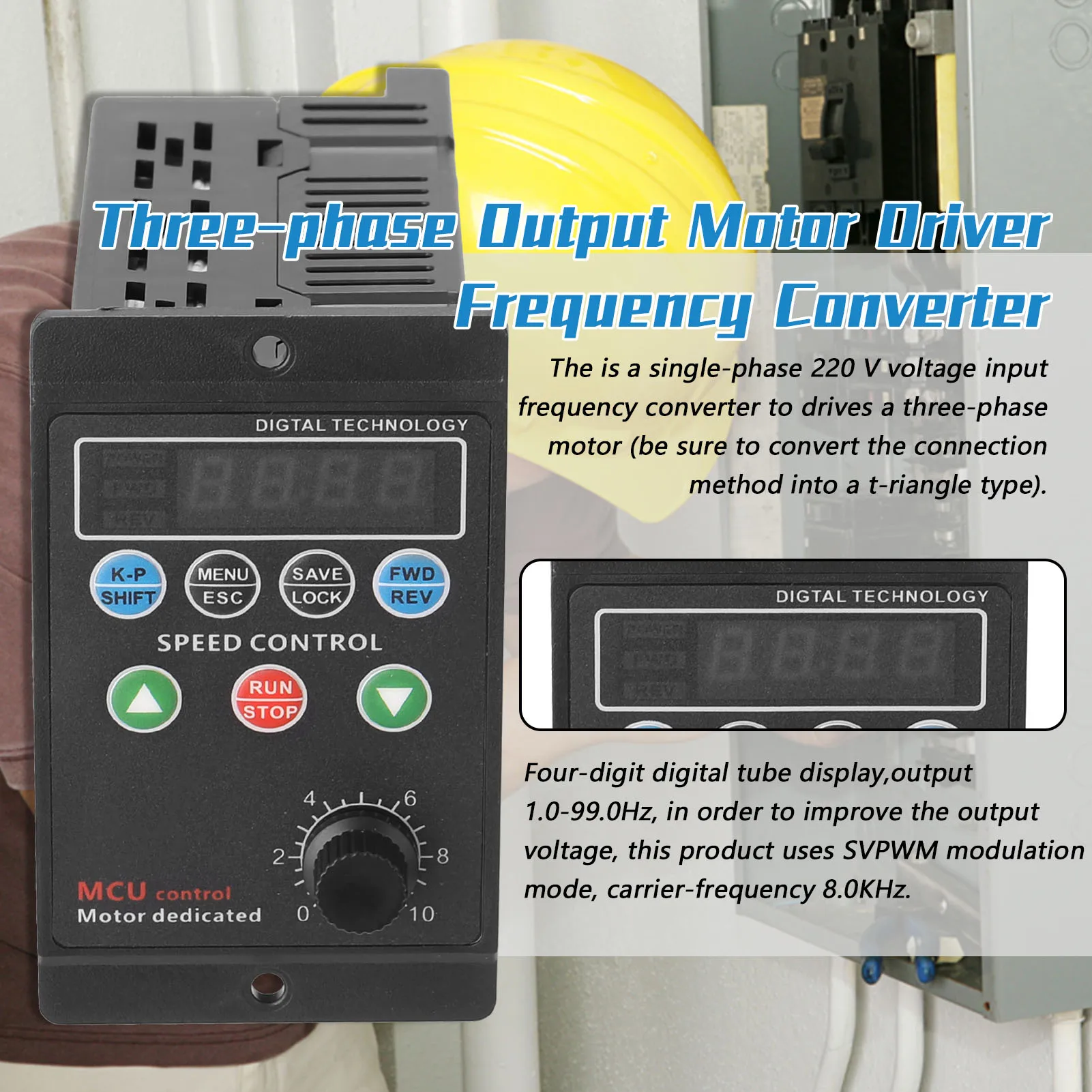 220 В однофазный вход трехфазный преобразователь частоты мощность двигателя с