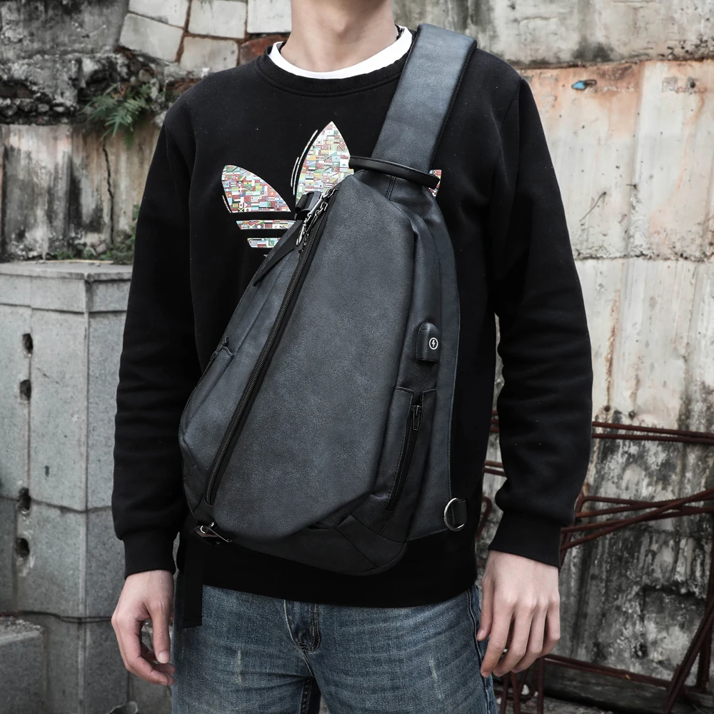 comprar Senkeystyle Preto 2021 Moda Peito Saco Para Homens De Alta Qualidade único Ombro Mochila Crossbody Sacos Mensageiro à Prova Dwaterproof água Masculino